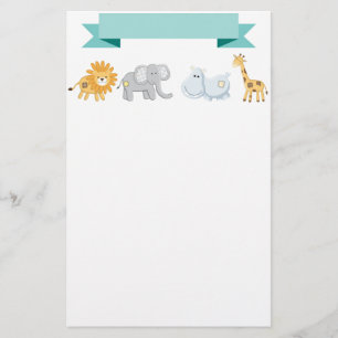 Safari Animals Banner Stationery