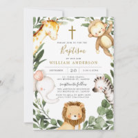 Safari Animals Baptism/Christening Invitation