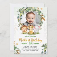 Safari Animals Birthday Invitation Wild One Party