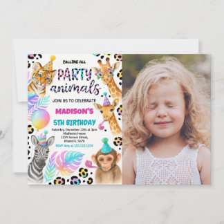 Safari Animals Birthday Invitation with photo