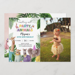 Safari Animals Birthday Invitation With Photo