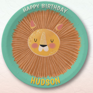 Safari animals birthday lion boy paper plate