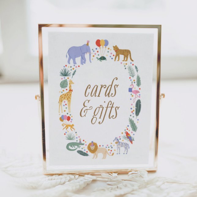 Safari Animals Birthday Party Cards and Gifts Sign (Creator Uploaded)