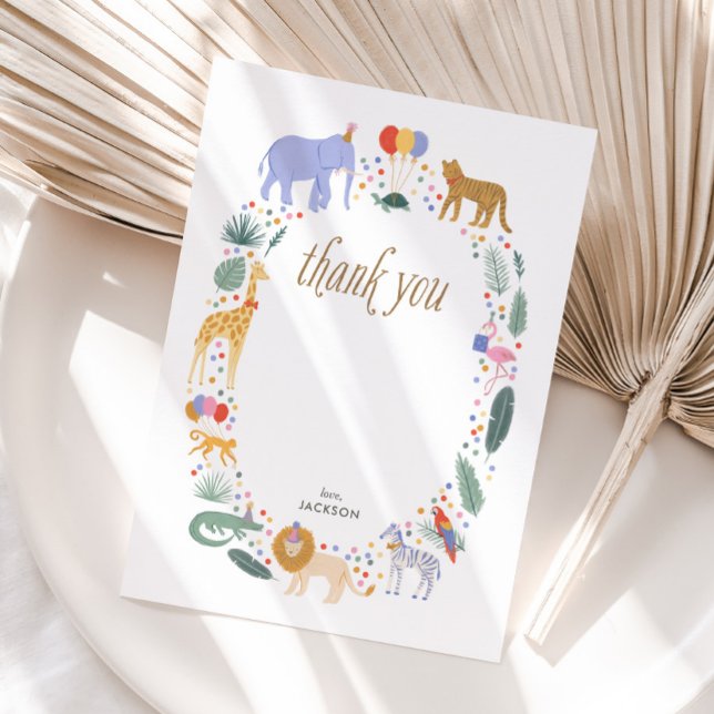 Safari Animals Birthday Party Thank You Card (Creator Uploaded)