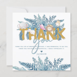 Safari Animals Birthday Thank You Card