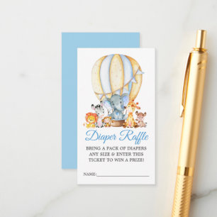 Safari Animals Blue Balloon Shower Diaper Raffle Enclosure Card