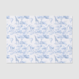 Safari Animals Blue Toile de Jouy Dusty Tissue Paper