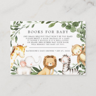 Safari Animals Books For Baby Baby Shower Card
