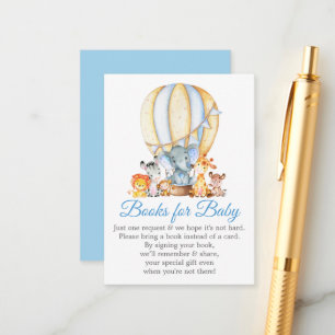 Safari Animals Books For Baby Blue Balloon Shower Enclosure Card