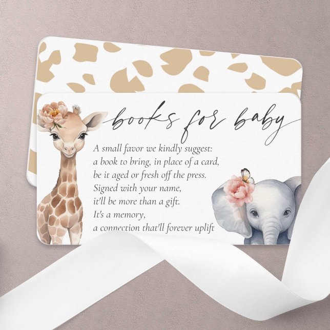 Safari Animals Books for Baby Girl Wild One Themed Enclosure Card (Little Wild One, Baby GirlShower, Safari Themed Books for baby enclosure card.)