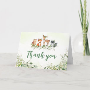 Safari Animals Botanical Baby Shower Thank You Card