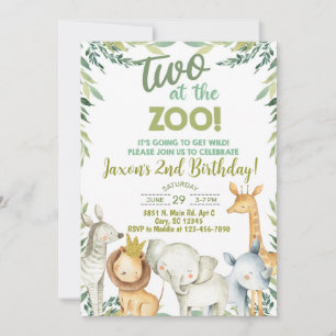 Safari animals boy 2nd birthday invitation. invita invitation