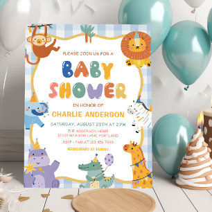 Safari Animals Boy Baby Shower Invitation