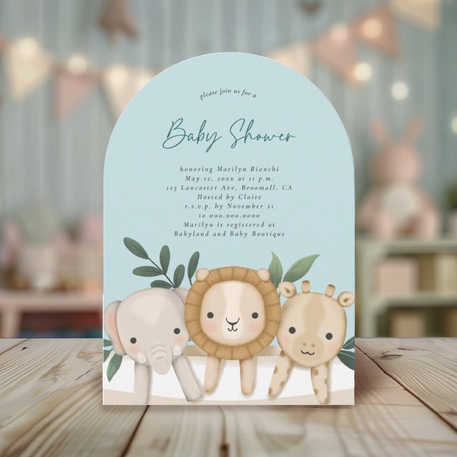 Safari Animals Boy Baby Shower Invitation (Creator Uploaded)