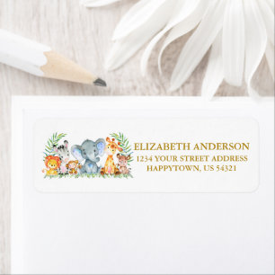 Safari Animals Boy Baby Shower Return Address