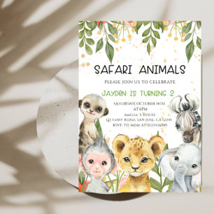 Safari Animals Boy Birthday Party-Jungle Wildlife  Invitation