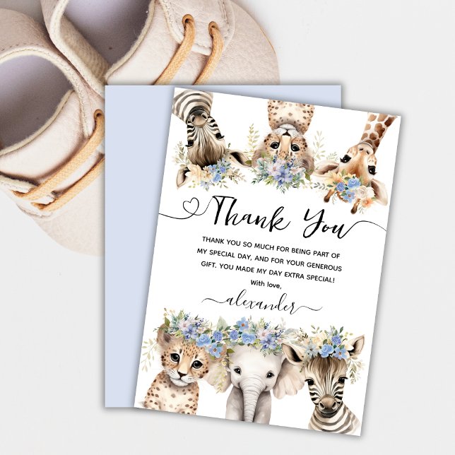 Safari Animals Boy Birthday Thank You Card (Creator Uploaded)