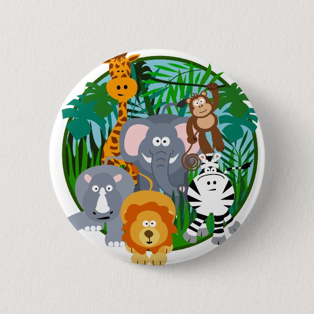 Safari Animals Cartoon 6 Cm Round Badge (Front)