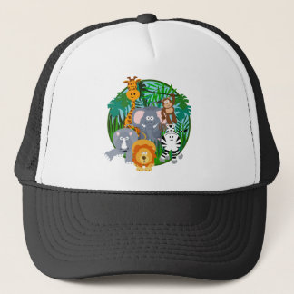Safari Animals Cartoon Trucker Hat
