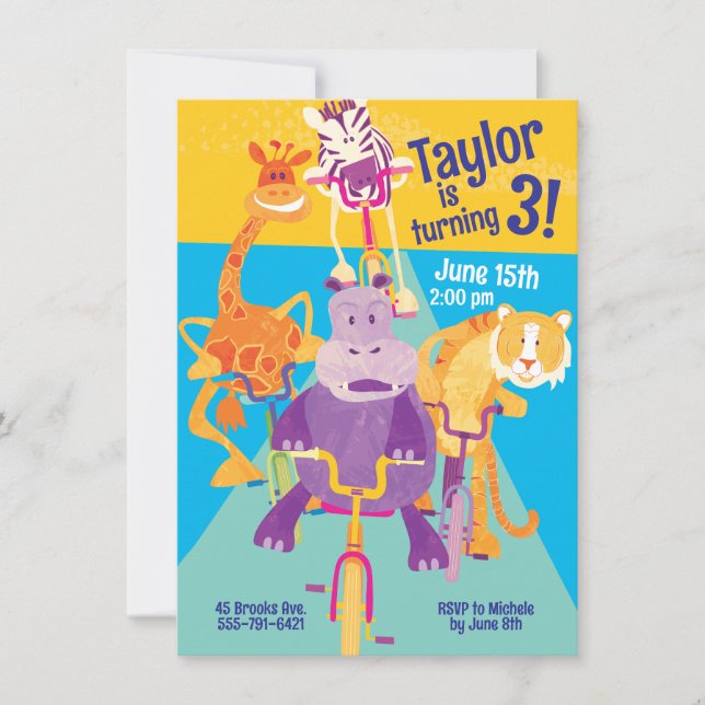 Safari Animals Children's Birthday Invitation (Front)