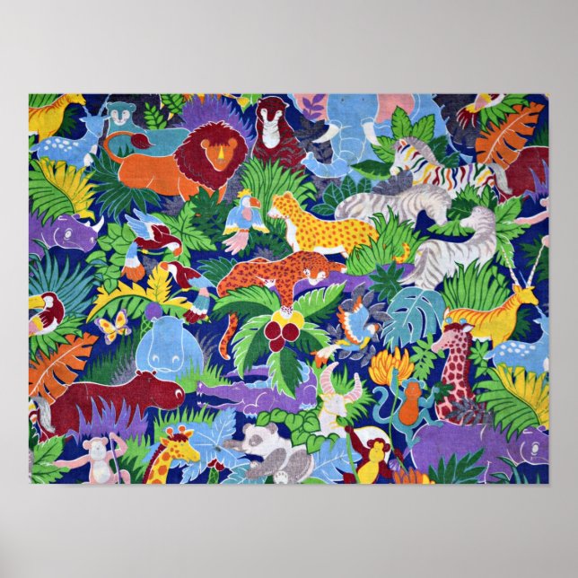 Safari animals colorful pattern poster (Front)