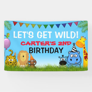 Safari Animals Colourful Kids Jungle Birthday Part Banner