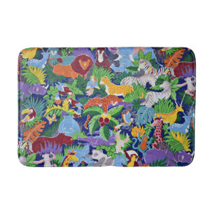 Safari animals colourful pattern bath mat
