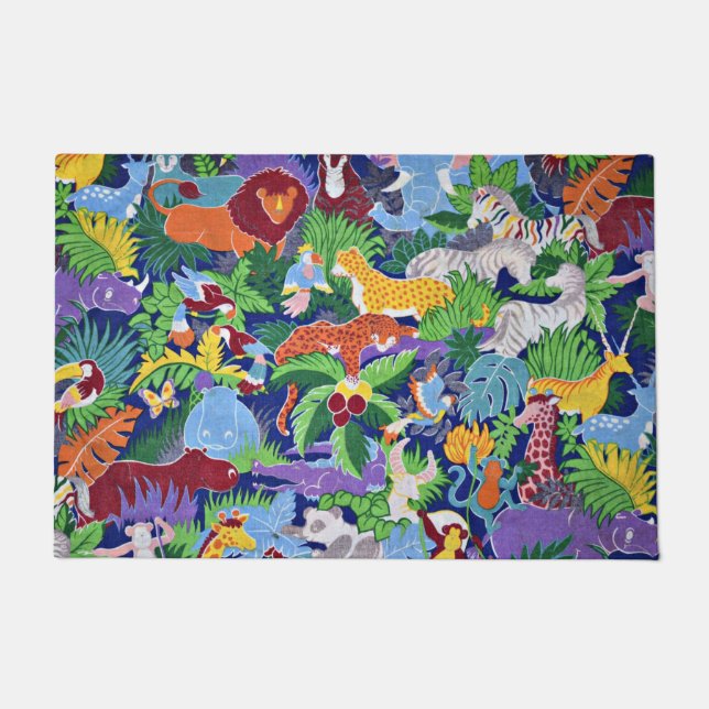 Safari animals colourful pattern doormat (Front)