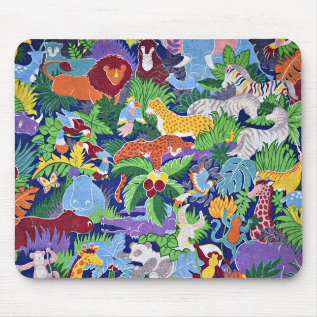 Safari animals colourful pattern mouse mat (Front)