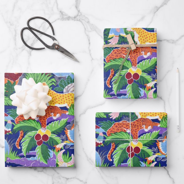 Safari Animals, colourful pattern, Wrapping Paper Sheet (Front)