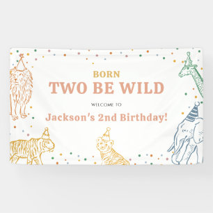 Safari Animals Confetti 2nd Birthday Party Banner