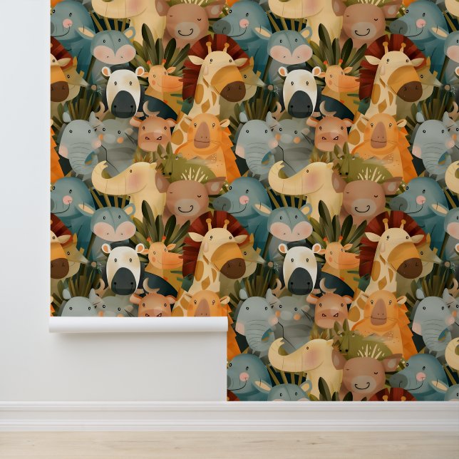 Safari animals cute whimsical colourful wallpaper (Application)