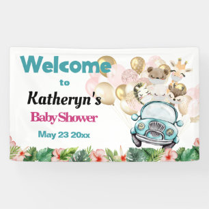 Safari Animals Drive By Baby Shower WELCOME Banne Banner