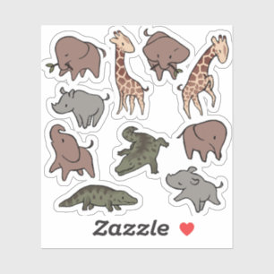 Safari Animals (Elephant, Giraffe, Croc & Rhino)