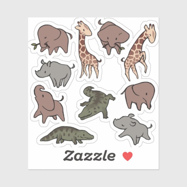 Safari Animals (Elephant, Giraffe, Croc & Rhino) (Sheet)