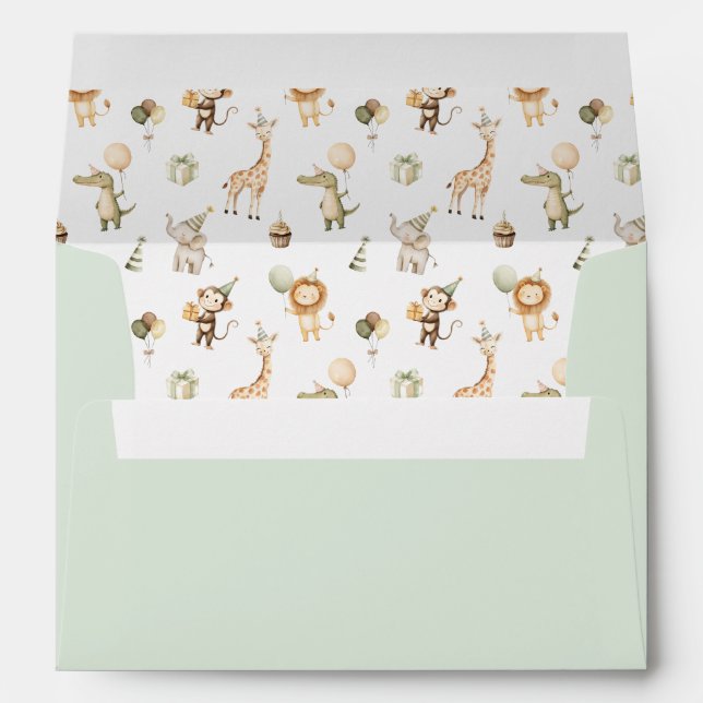 Safari Animals Envelope Return Address Boy Jungle  (Back (Bottom))