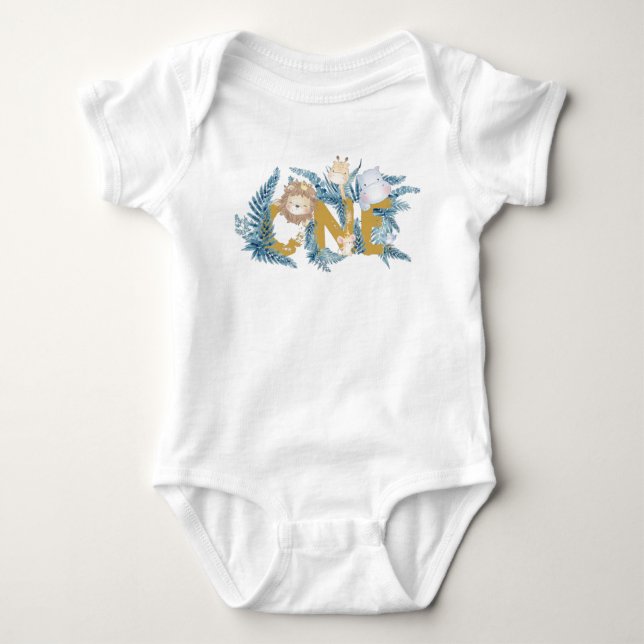 Safari Animals Exotic ONE Baby Bodysuit (Front)