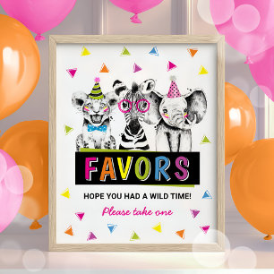 Safari Animals Favour Sign Birthday Party