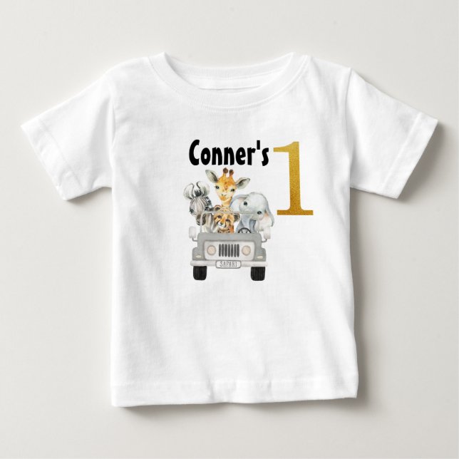 Safari Animals First Birthday T-Shirt (Front)