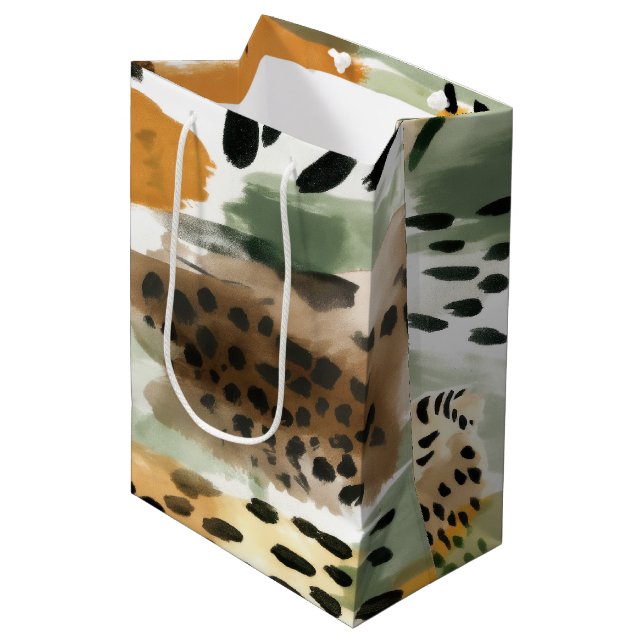 Safari Animals Fur Prints Africa Wildlife Patterns Medium Gift Bag (Front Angled)