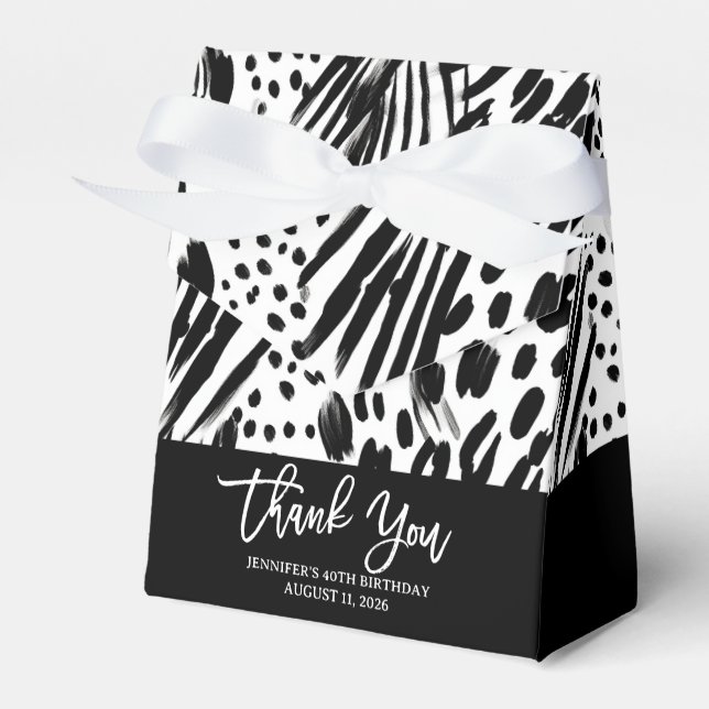 Safari Animals' Fur Prints Pattern Black and White Favour Box (Front Side)