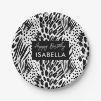 Safari Animals' Fur Prints Patterns Black & White