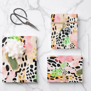 Safari Animals Fur Prints Patterns Colorful Wrapping Paper Sheet
