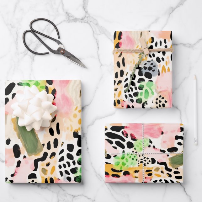 Safari Animals Fur Prints Patterns Colourful Wrapping Paper Sheet (Front)