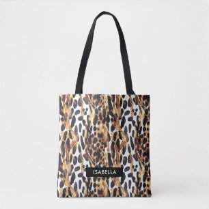 Safari Animals' Fur Prints Patterns Gold and Black Tote Bag