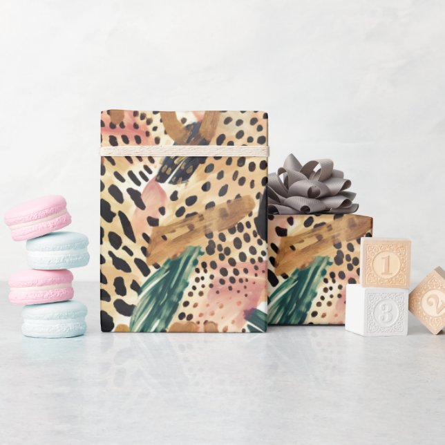 Safari Animals Fur Prints Patterns Savannah Boho Wrapping Paper (Baby Shower)