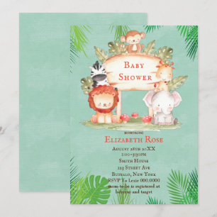 Safari Animals Gender Neutral Baby Shower Invite
