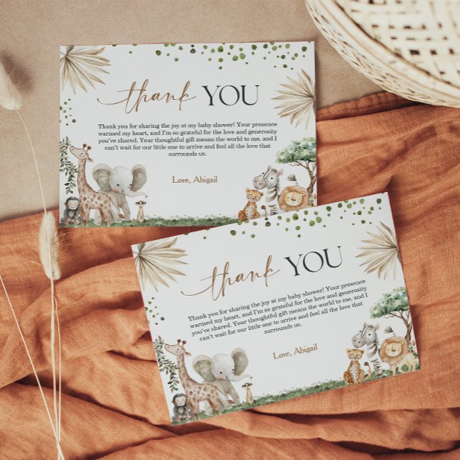 Safari Animals Gender Neutral Baby Shower Thank Yo Thank You Card (Safari Animals Gender Neutral Baby Shower Thank Yo Thank You Card)