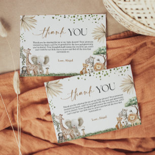 Safari Animals Gender Neutral Baby Shower Thank Yo You Card