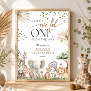 Safari Animals Gender Neutral Baby Shower Welcome Poster